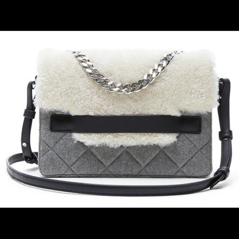 NWOT SHEARLING QUILTED PURSE CROSSBODY /CHAIN HANDLE